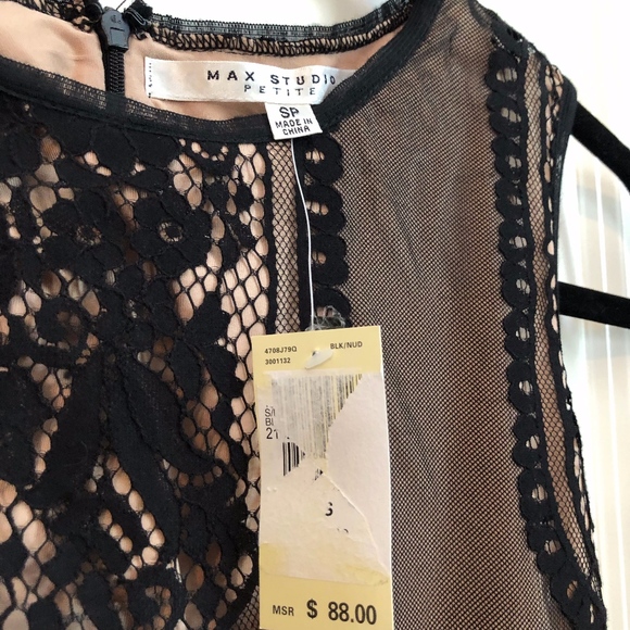 *HP* NWT Max Studio Sleeveless Lace Overlay Blouse - Picture 3 of 8